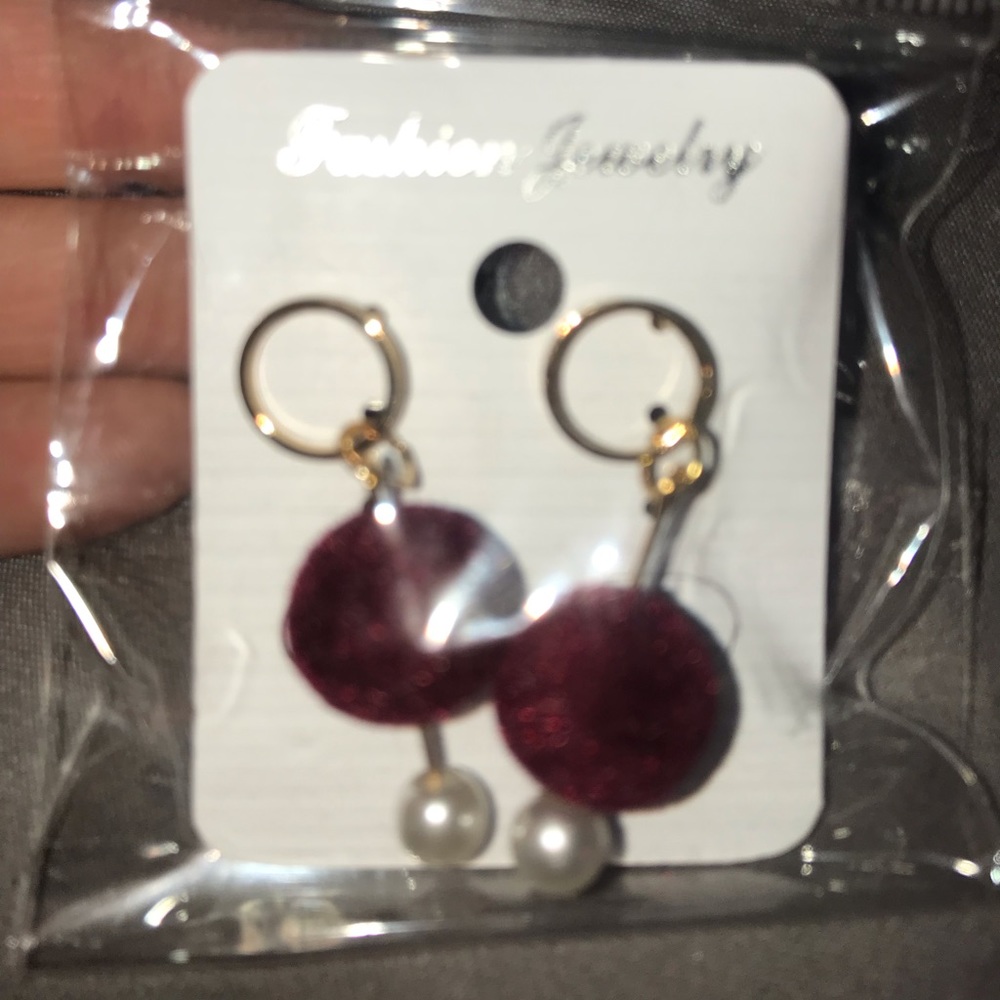maroon dangle earrings